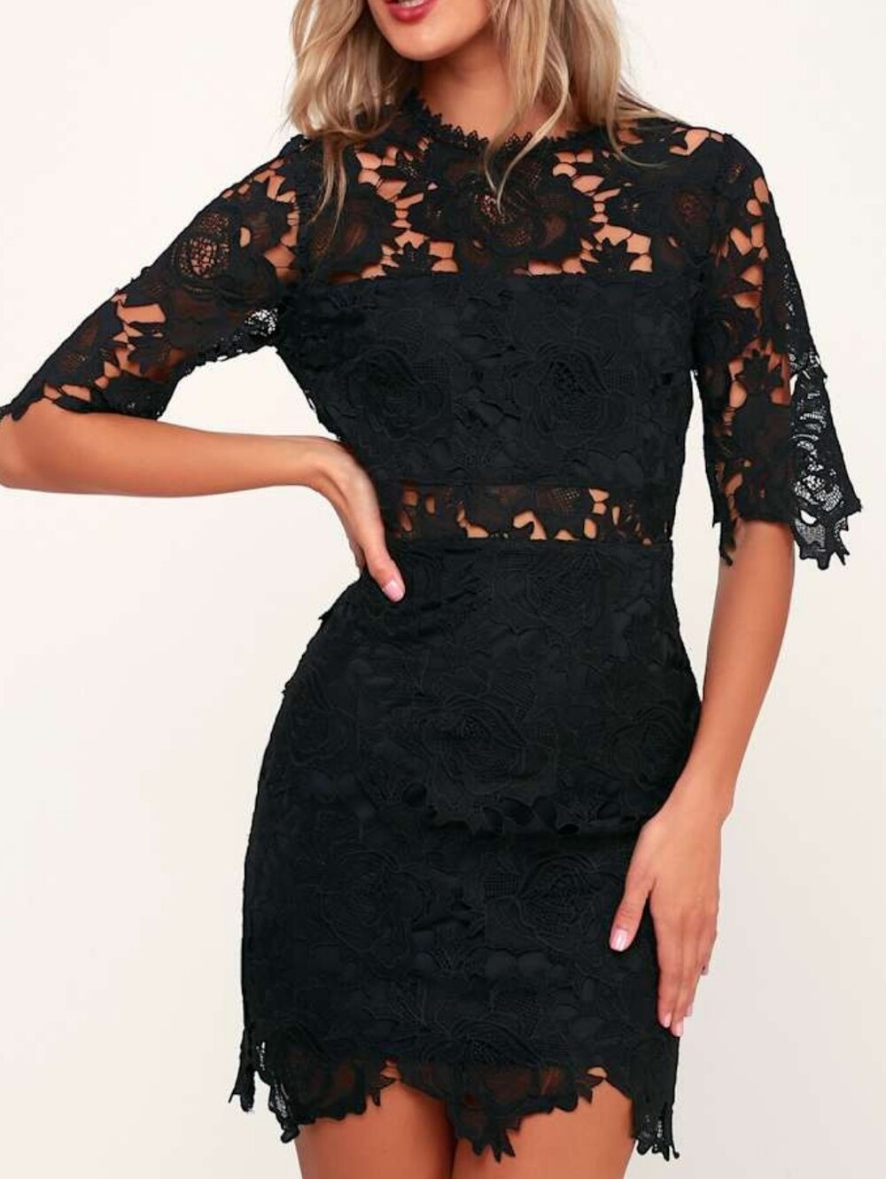 S Lulus A Fine Romance Black Lace Mini Dress